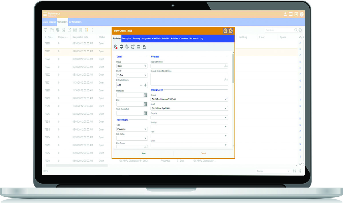 laptop Optimize FM Work Order