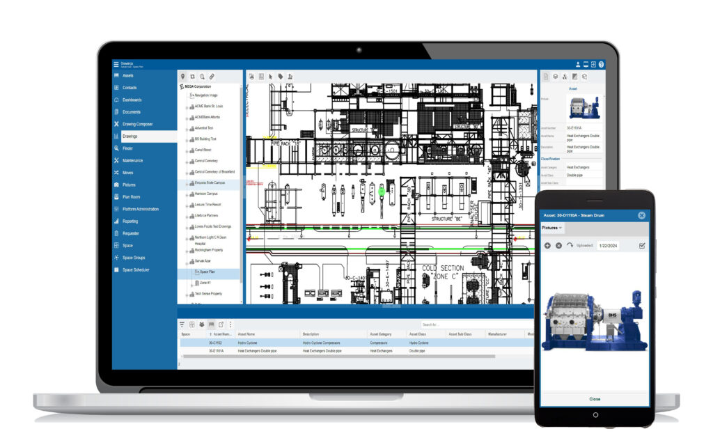 Evolve FM Drawing Asset Management Site PC and Mobile