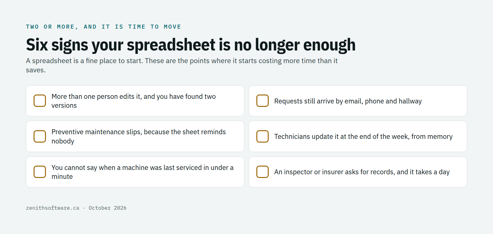 Six signs a spreadsheet is no longer enough to track equipment maintenance